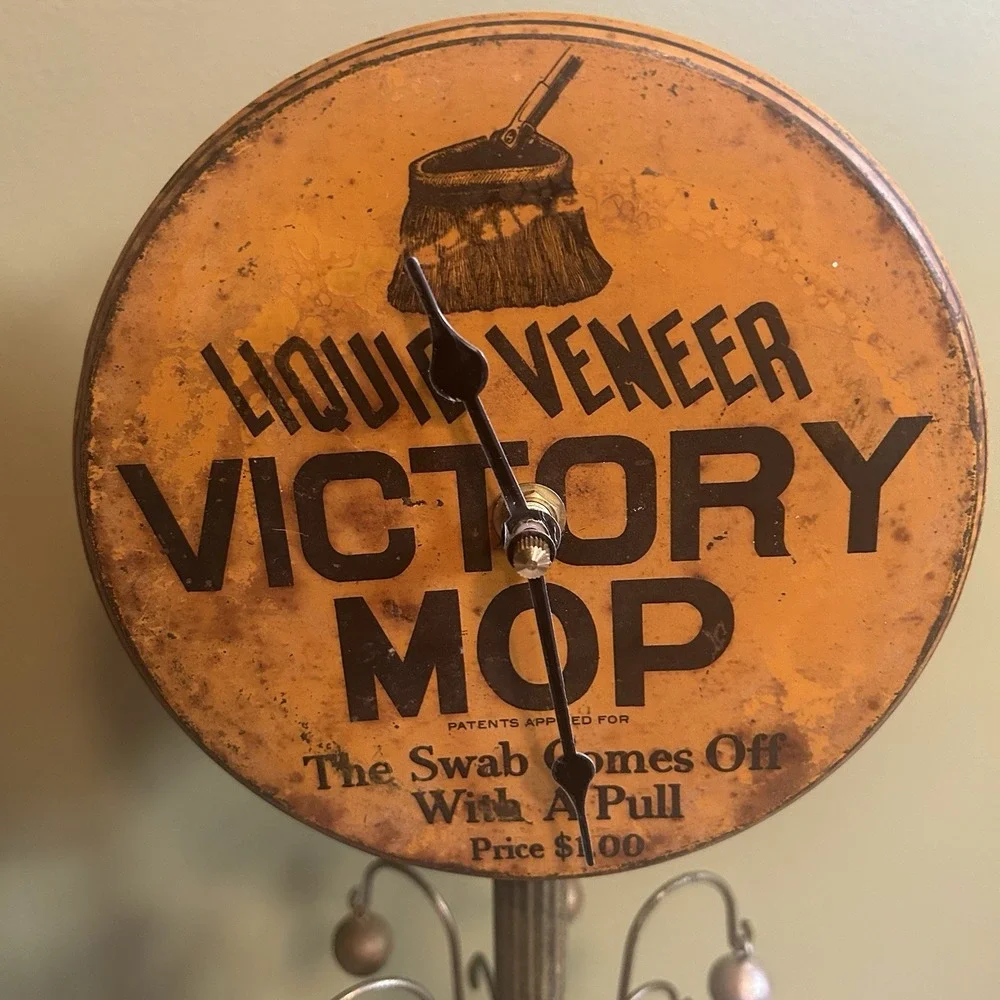 Liquid Veneer Folk Art Clock Works Signed‎ Original OFAK